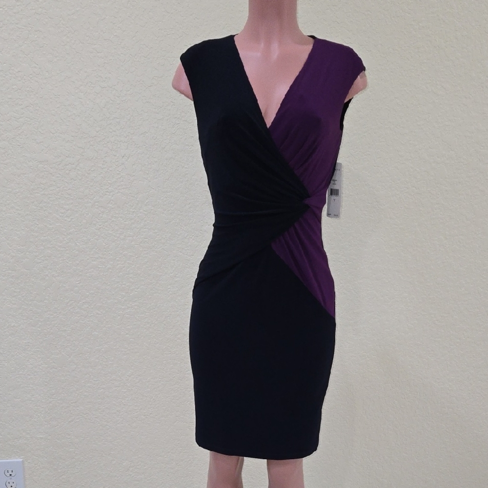 Ralph Lauren Purple Sheath Mini Dress V-Neck Sleeveless